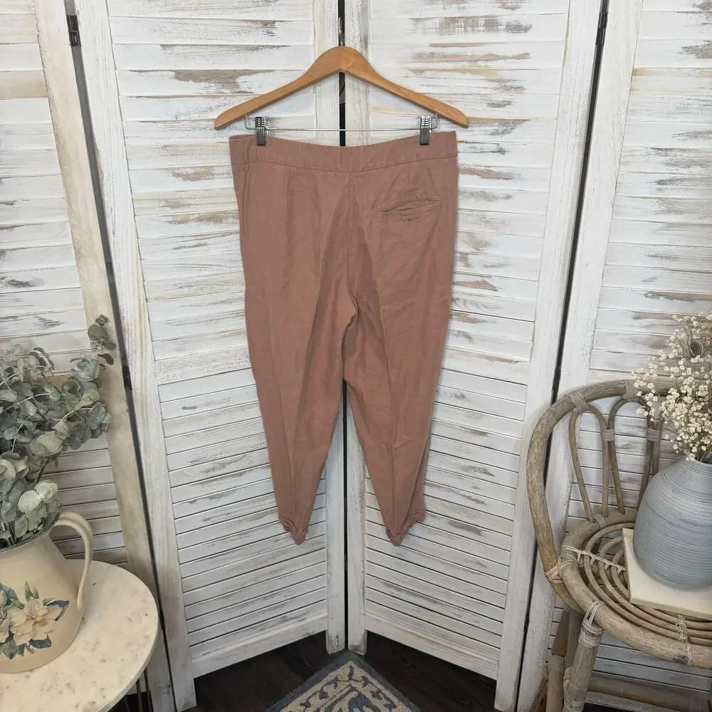 WILFRED ARITZIA Women's 8 Allant Linen Pants Cropped Waist Tie Moroccan Spice